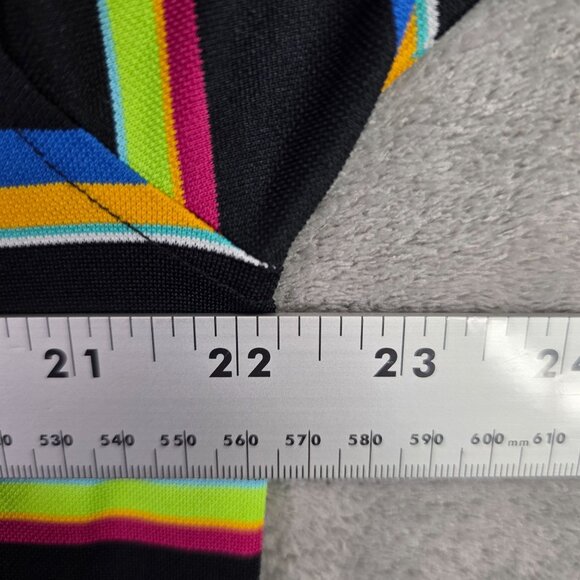 Mens Aptus Black Multicolor Striped Modern Fit Polo Shirt Short Sleeve Size L - Picture 7 of 9